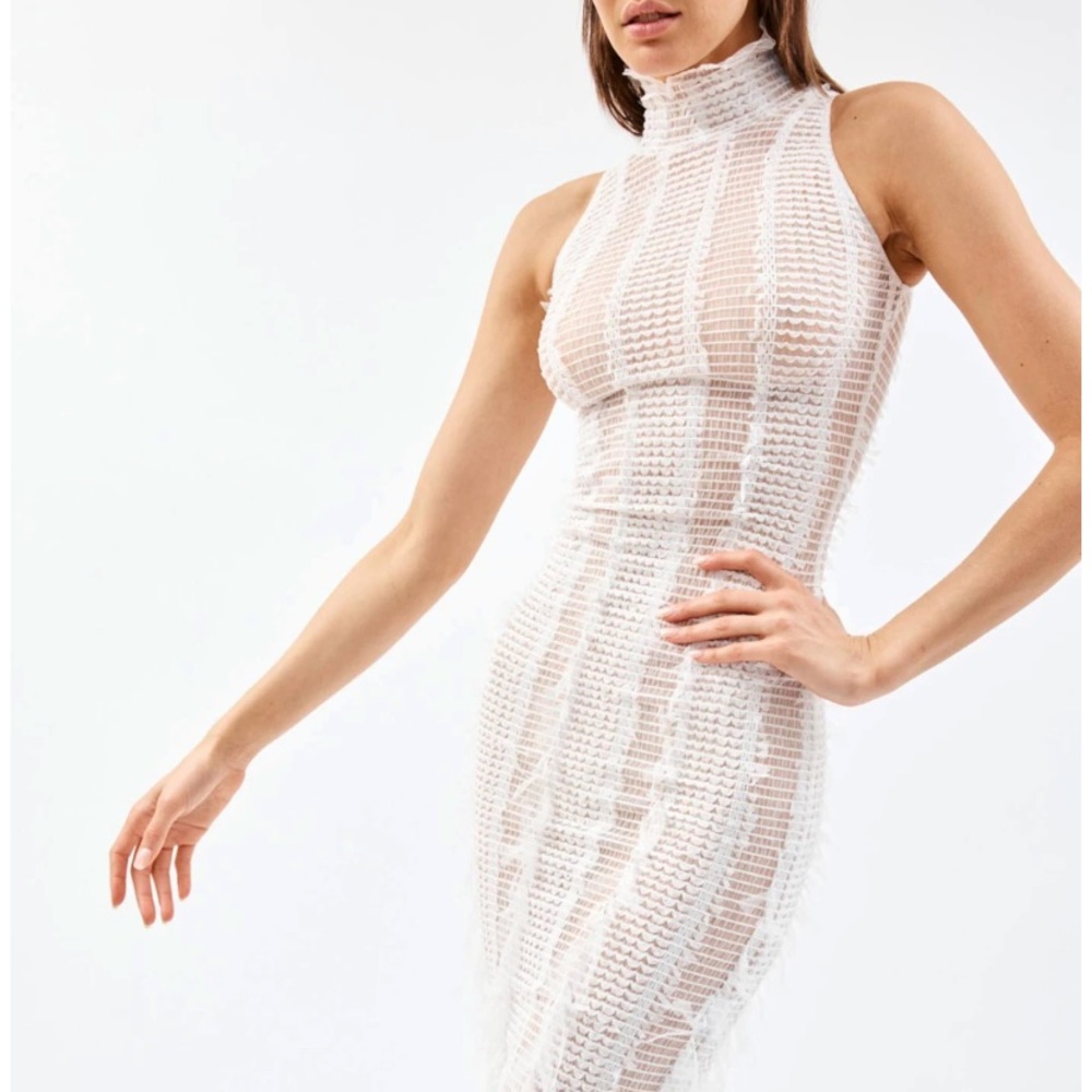 ROBERTA EINER SHORT ANGEL BODYCON DRESS - WHITE